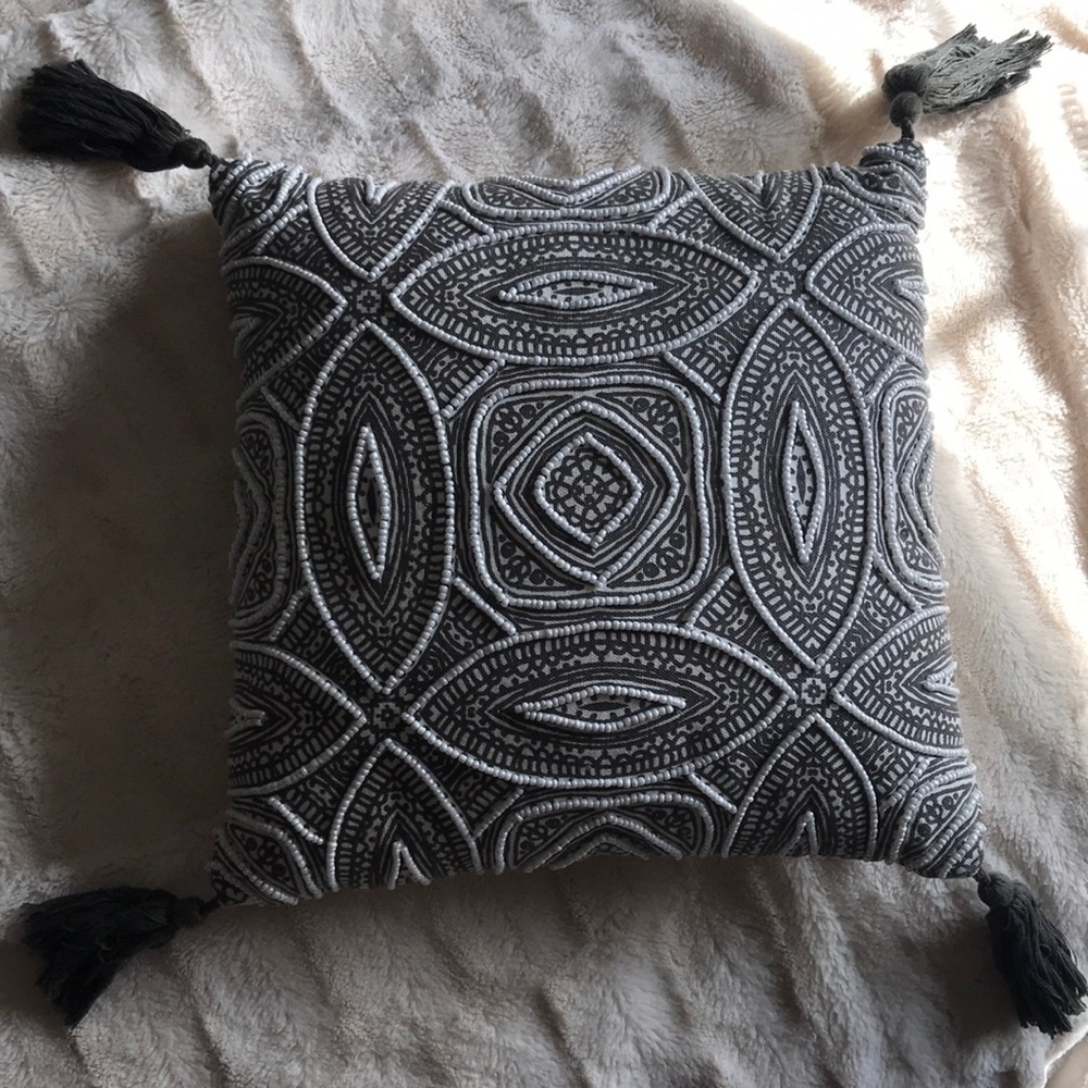 Beautiful beaded accent pillow!